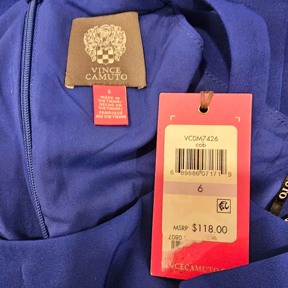 Vince Camuto Laguna Halter Neck Ruffled Crepe Body Con Dress Cobalt Blue size 6 - Picture 2 of 12